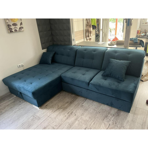 Butor1 ágyneműtartós és karfa nélküli kicsi sarokgarnitúra