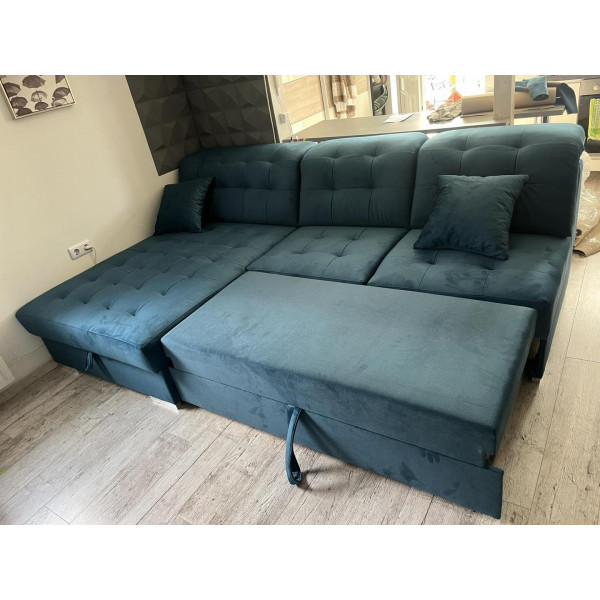 Butor1 ágyneműtartós és karfa nélküli kicsi sarokgarnitúra