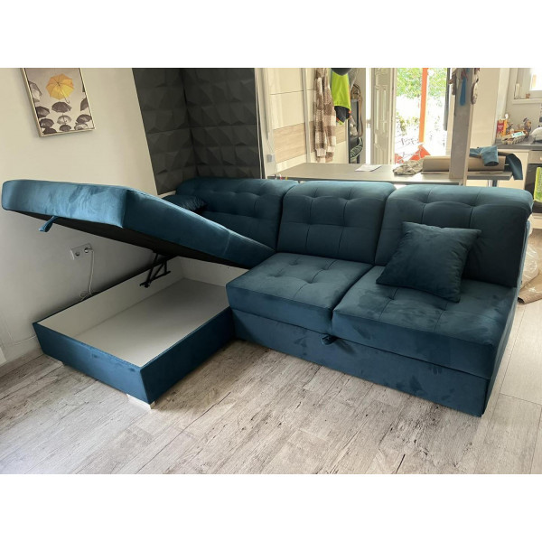 Butor1 ágyneműtartós és karfa nélküli kicsi sarokgarnitúra