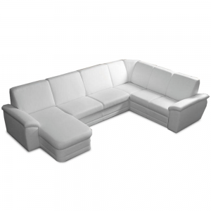 Biter u alakú fehér textilbőrös kanapé